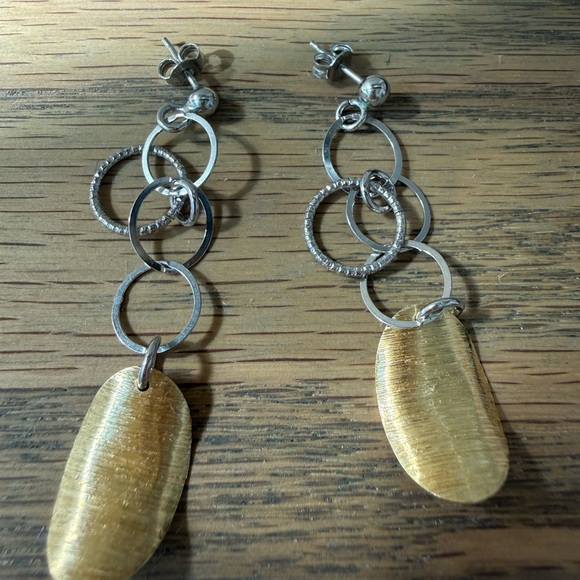 Vintage Vior Sterling Silver mixed metal dangle earrings - Picture 4 of 4